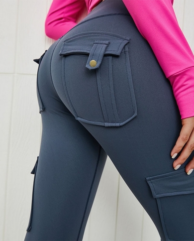 מכנסי יוגה salspor נשים כושר צבע אחיד בסגנון צבאי ספורט חותלות חדר כושר כושר slim fit מכנסי טרנינג חיצוני