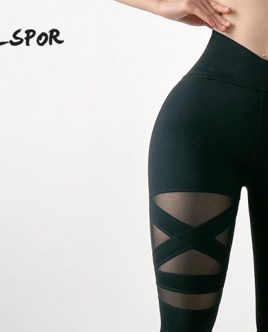 salspor רשת חלולה כושר חותלות נשים ריצות פוש אפ מכנס יוגה קרוס נושם טייץ רכיבה על אופניים מכנסי טרנינג נשים