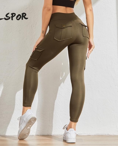 סלספור ספורט חותלות נשים כיס כושר פוש אפ מכנס טרנינג נושם אימון ריצה מותן גבוה אימון כושר slim fit חדר כושר רגליים