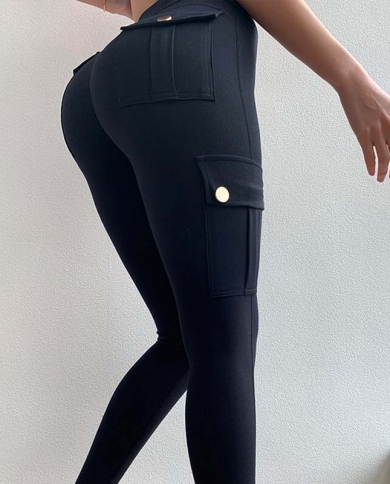 salspor נשים בסגנון צבאי ספורט חותלות חדר כושר slim fit מכנסי טרנינג כיס ריצה מכנסי כושר חיצוניים יוגה מותן גבוה