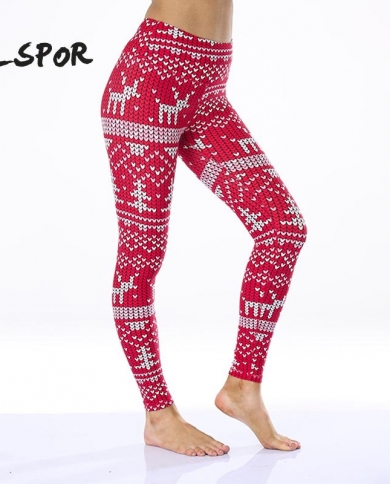 סלספור נשים חותלות חג המולד פופולאריות מכנסי יוגה רכים במיוחד הדפסת מכנסי ספורט פוש אפ בגדי ספורט קרסול לן