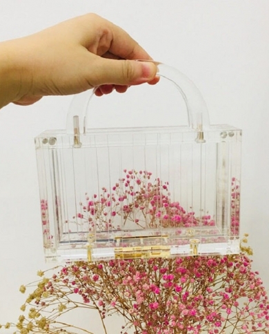 Transparent Clear Acrylic Square Evening Bag Box Clutch Purse Handbags