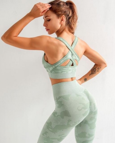 2PCS Yoga Set Sport Outfit Woman Sports Set Workout Long Sleeve And Yoga  Pants Fitness Seamless Leggings Gym Clothing Sportswear 