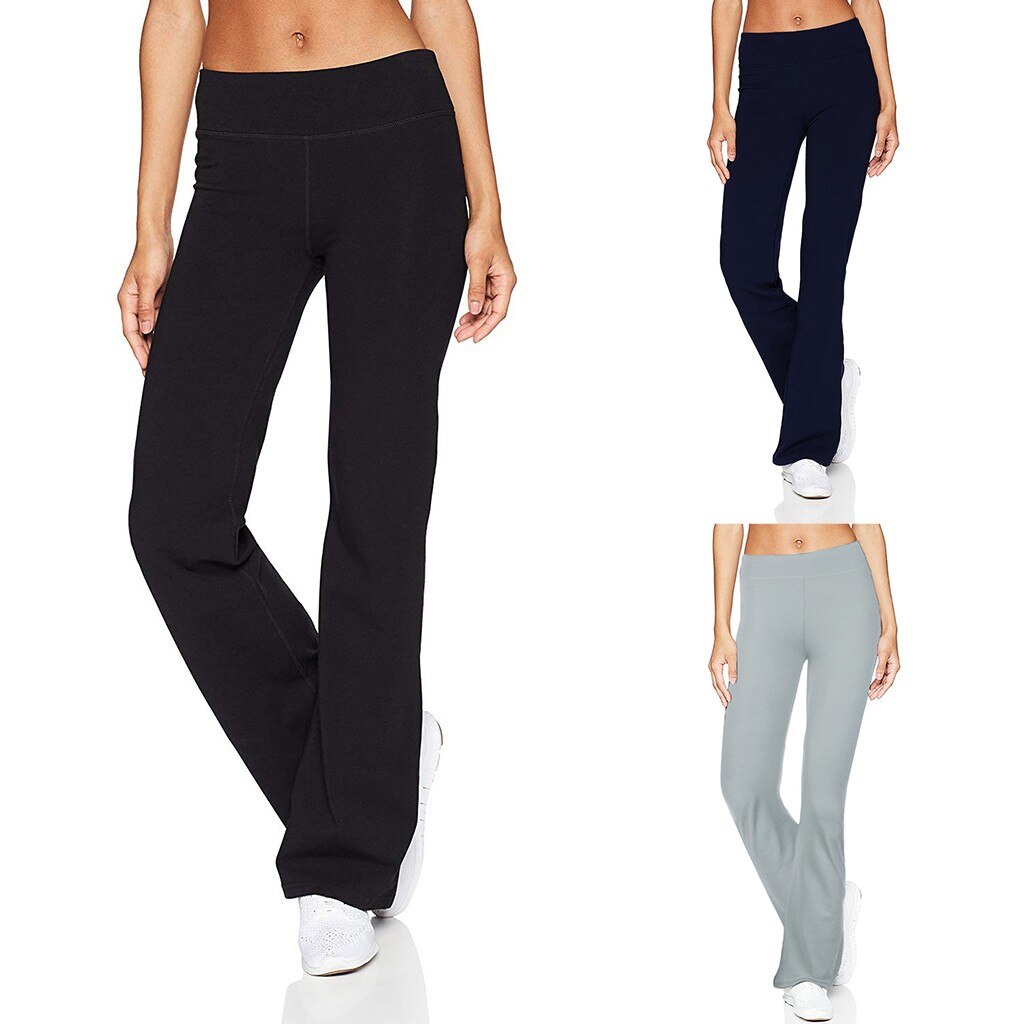 Women's Casual Loose Yoga Pants Wide Leg Long Flared Trousers Pockets Plus  Size | eBay