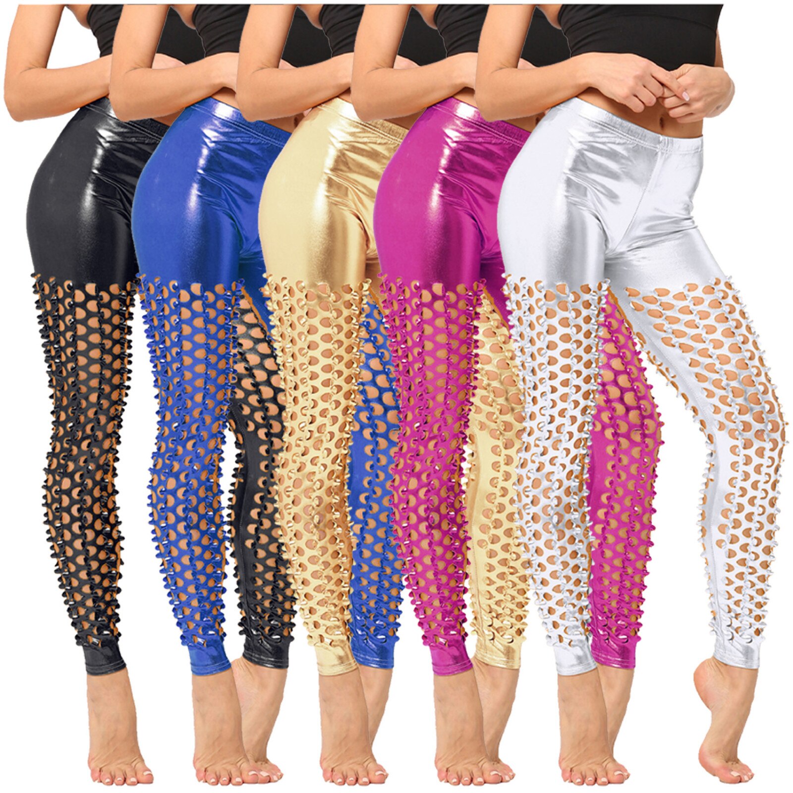 Glossy Thin Plus Size Sexy Women Leggings Shiny Tight Yoga Pants Tight  Workout Trousers