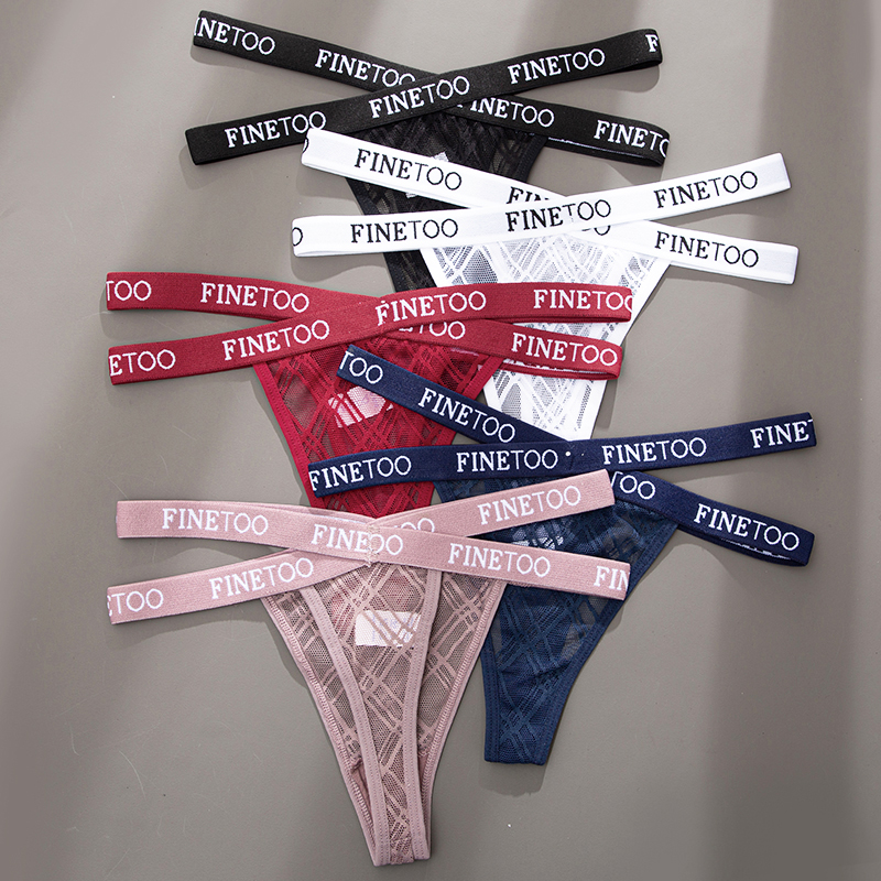 Finetoo Women Cross Strap Panties Lace Thongs Mesh G String Low Waist  Seamless Underwear Ladies Soft Intimates Lingerie size L Color Khaki