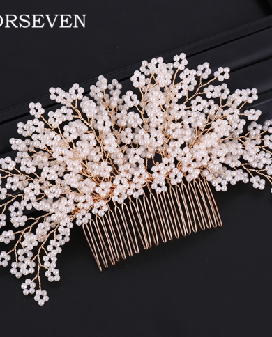 Full Pearl Bridal Hair Combs Wedding Hair Accessories Floral And Pearl Hair  Comb For Women Bridal Hair Ornaments Golden Metallfarbe Gold-farbe