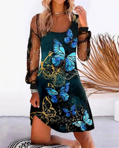 Women Elegant Long Sleeve Party Dress 