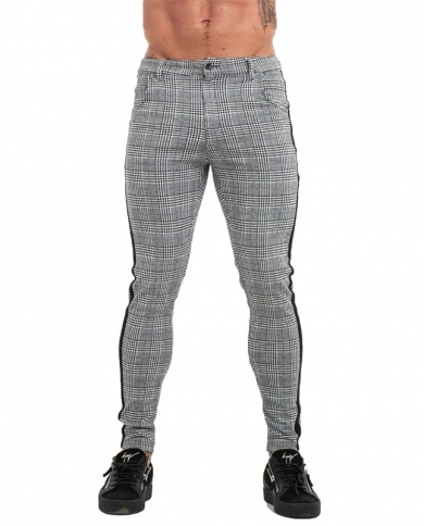Casual Pants Men Joggers Sweatpants Spring Plaid Trousers Bottom