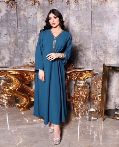 Robe Djellaba Longue Femme Musulmane Sequin Abaya Dubai Turkey