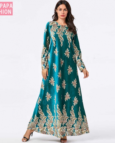 Velvet Abaya Dubai Arabic Muslim Hijab Dress Kaftan Turkey Islam