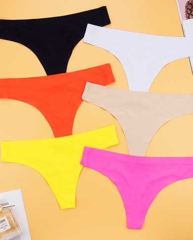 Women's Seamless Underwear Thongs Low Rise Solid Color Panties