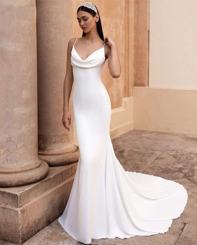 Cowl neck low sales back wedding dress