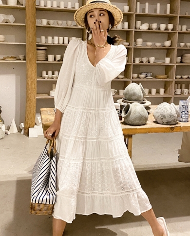 Boho lace midi shop dress