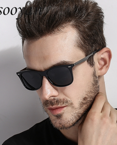 Retro Square Polarzied Men's Sunglasses For Driving High Quality UV400  Oversized Sunglass Male Fashionable Wide Leg Sun Glasses