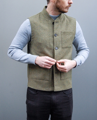 Mens Suit Vest Stand Collar 3 Pockets Male Gentleman Business