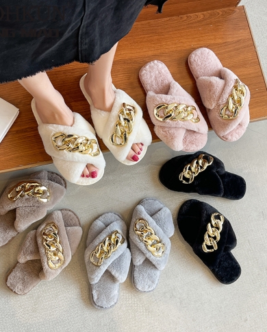 Ladies fur slides online