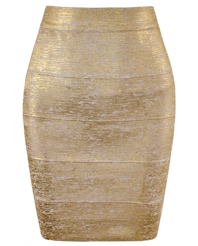 סיטונאי נשים אופנה קיץ זהב ברונזה תחבושת חצאית 2022 מעצב מועדון לילה bodycon חצאית עיפרון faldas 46 ס"מ s