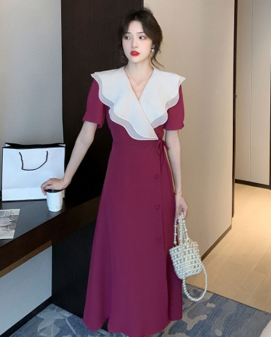 Elegant Lace Up Buttons V Neck A Line Dresses Elegant Lace Up Buttons V Neck A Line Dresses