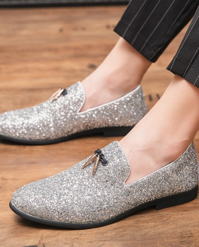 New Trend Men Sequin Tassel Pendant Oxford Shoes Male Dress
