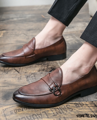 Luxury Designer Pointed Monk Strap Black Brown Shoes Flat For Men