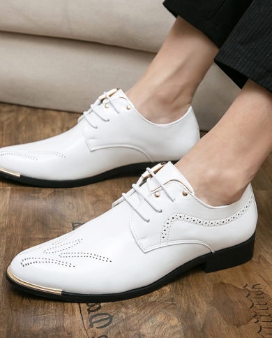 New Mens Black White Pointed Gentleman Wedding Homecoming Pageant Brogue Shoes Flats Casual Loafer Dress Sapatos Tenis M Color A2 Shoe Size 10