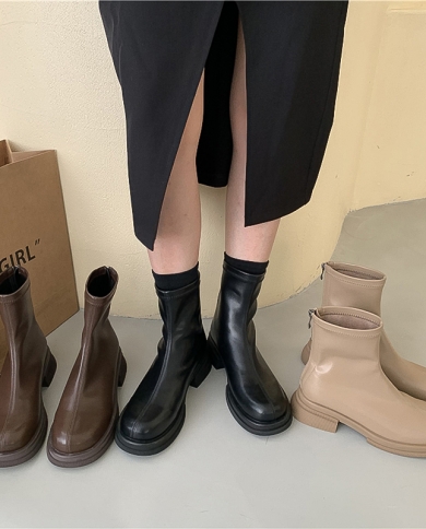 Womens new style chelsea platform flat bottom martin ankle boots on sale