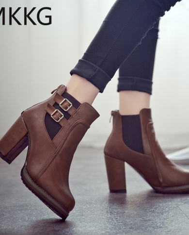 Woman Autumn Winter Boots Women Shoes Ladies Thick Heels Ankle