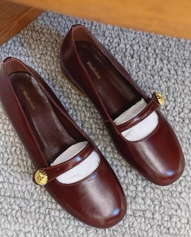 Famous Designer God Buckle Mary Janes Shoes Woman Round Toe Ned