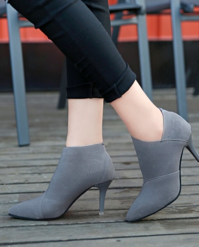 Ladies grey hot sale heeled boots