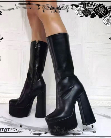 Big Size 43 Black Gothic Style Extreme High Heels Platform Trendy Cool Autumn Motorcycles Boots Shoes Women Footwearmid Shoe Size 6.5 Color red style 2