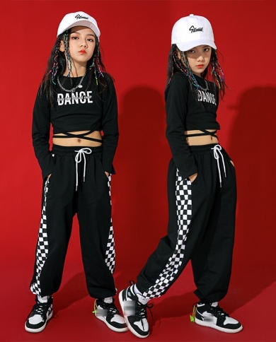 Girls Ballroom Hip Hop Dance Clothes Long Sleeves Tops Casual