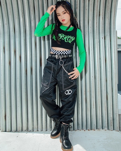 Kid Girls Hip Hop Street Dance Outfits Cropped Hoodie Tank Top