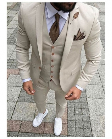 Mens tan vest and pants for wedding hot sale