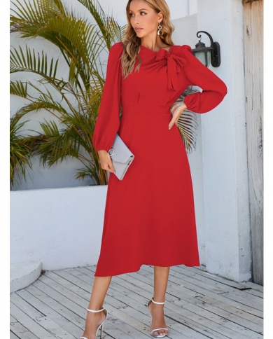simple elegant mermaid wedding dresses Printed Long Sleeve Collared Midi Dress main image 1