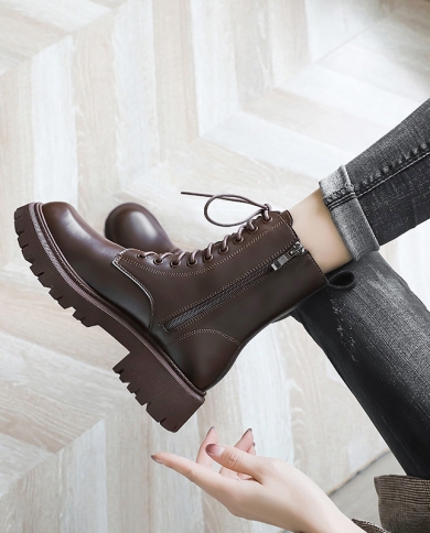 Leather Martin Boots Womens British Style New Autumn And Winter