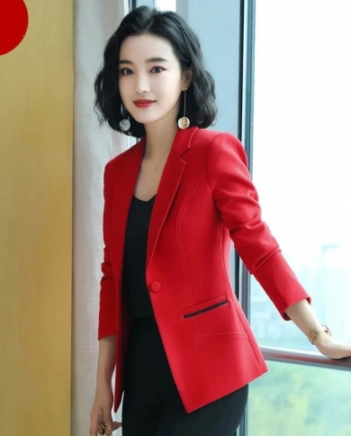 2023 New Women Blazer Long Sleeve Blaser Suit Jacket Slim Long