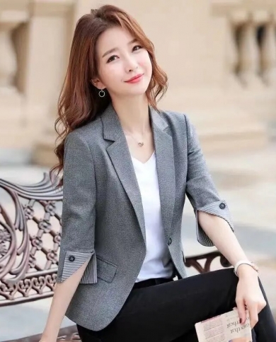 2023 New Spring Summer Womens Blazer Vintage Casual Suits Office