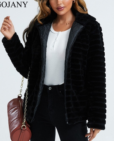 Vigojany 2023 Women Black Cropped Fur Coat Winter Casual Hood