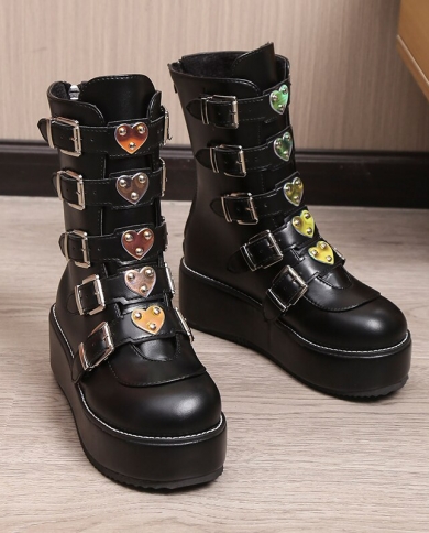 Goth hotsell buckle boots