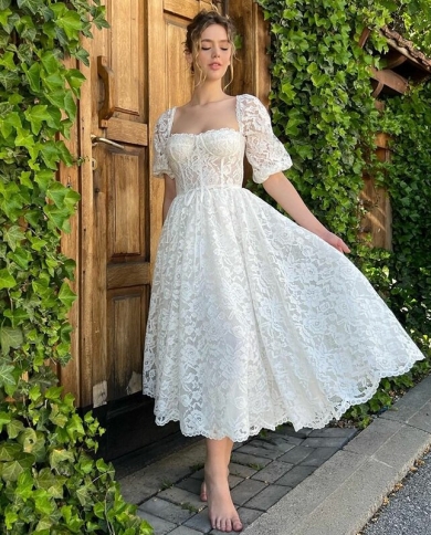 A Line Short Wedding Dress For Women 2023 Bridal Vintage Lace