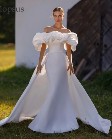 Elegant Mermaid Wedding Dress 2023 Off The Shoulder Removable