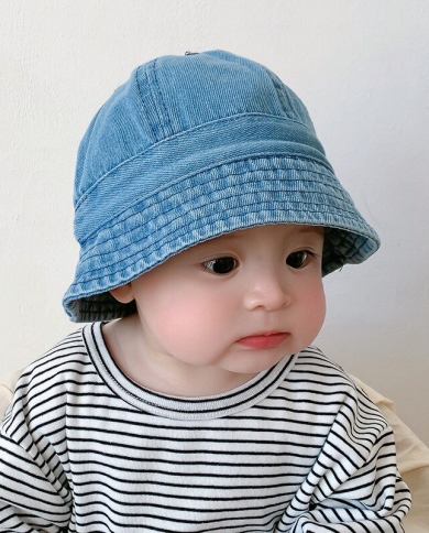 Baby Hat Spring Autumn Baby Boys Denim Fishermans Hat Little Girls Basin Cap Style Kids Sun Hat Color Navy size 6 18 months