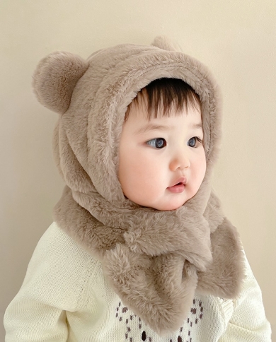 6 24 Months Baby Hat One Piece Little Baby Bear Hat Scarf Winter