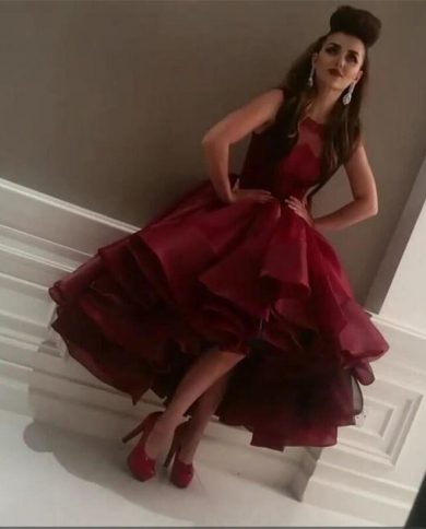 princess polly baby blue dress Formal Dress Burgundy Tea-Length Short Sleeves Ruffles A-Line Stretch