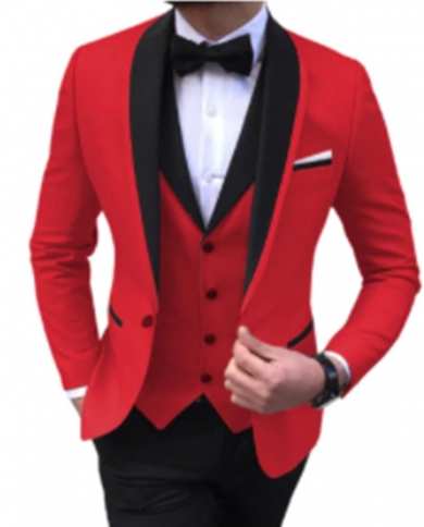 2023 New Mens Custom Suit Groom Tuxedo Round Lapel Groomsmen Three