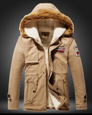 New Fur Collar Hooded Men Winter Jacket Multi Pocket Pilot Coats