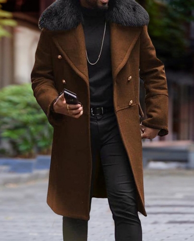 Mens wool collar coat online