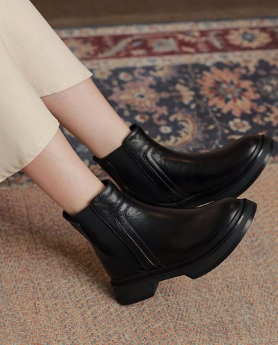 2023 Autumn Winter Genuine Leather Ankle Boots For Women Warm