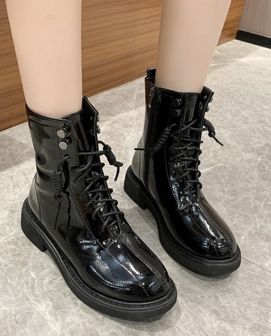 Short patent leather boots store